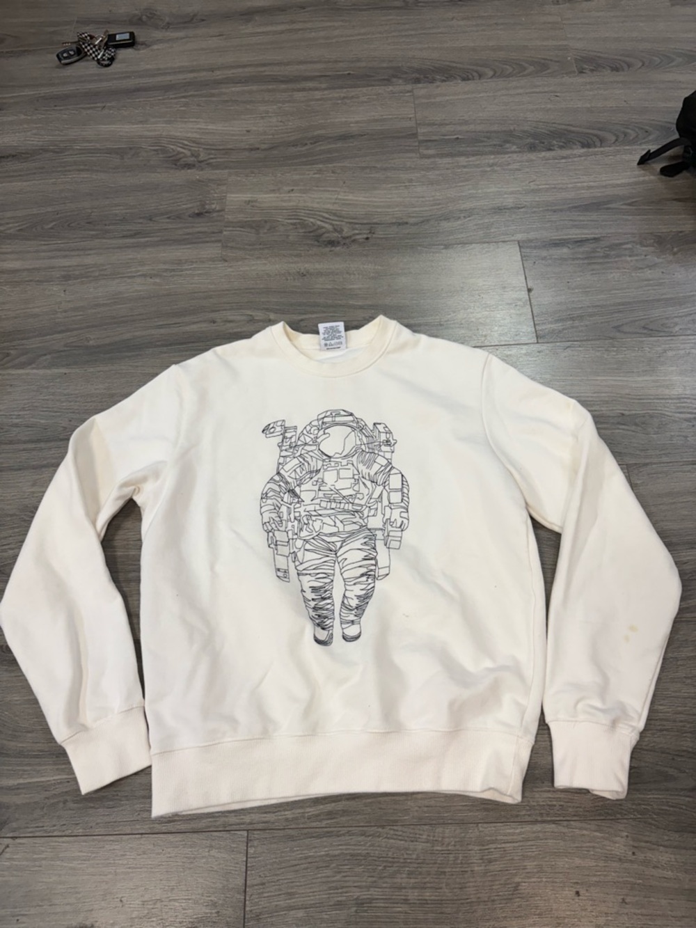 Men's billionaire boys club Cream Graphic Astronaut Crewneck Sweater